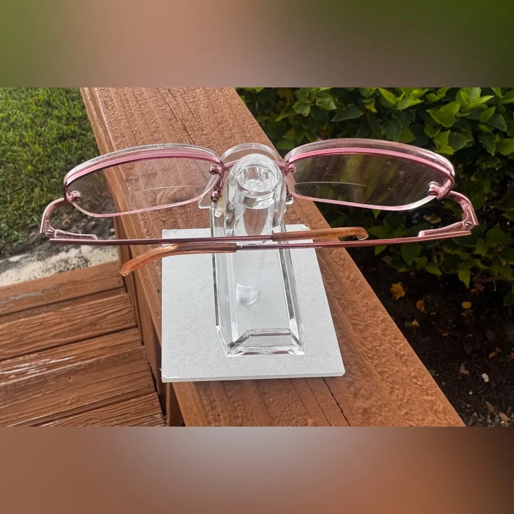 Ralph Lauren Eyeglass Frame Only Metallic Pink Oval 973/S P5Z Half Rim 52-18-135